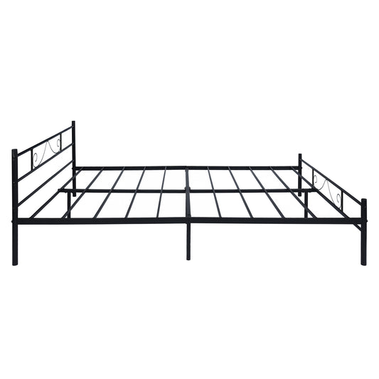 BEARD Full Metal Bed Frame with Headboard and Footboard Steel Slats No Box Spring Black
